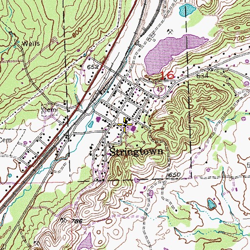 Topographic Map of Stringtown Elementary School, OK