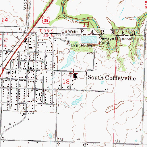 Topographic Map of South Coffeyville Elementary School, OK