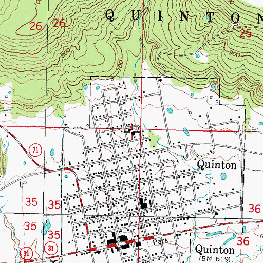 Topographic Map of Quinton Elementary School, OK