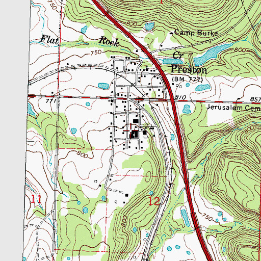 Topographic Map of Preston Elementary School, OK