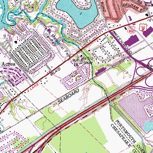 Topographic Map of Ahoy Shores, VA