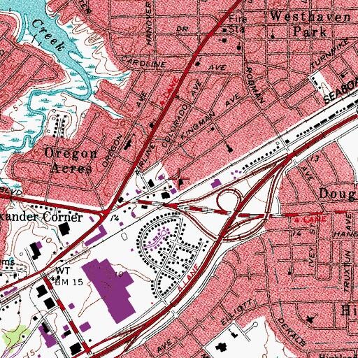 Topographic Map of Alexander Baptist Church, VA