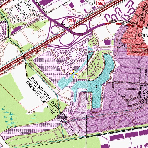 Topographic Map of Lake Cavalier, VA