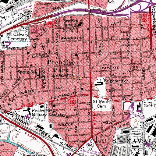 Topographic Map of Centennial Baptist Church, VA