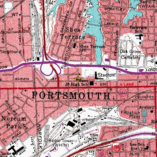 Topographic Map of Cottage Place Methodist Church, VA