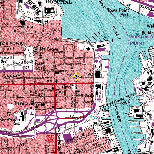 Topographic Map of Court Street Baptist Church, VA