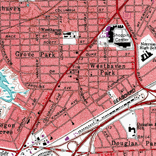 Topographic Map of Grove Park Baptist Church, VA