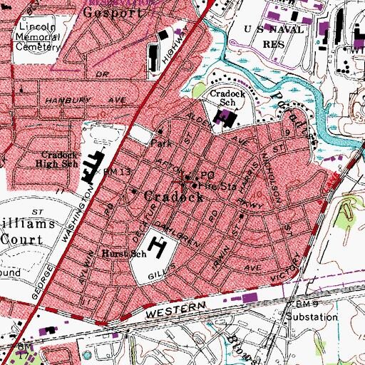 Topographic Map of Holy Angels Roman Catholic Church, VA