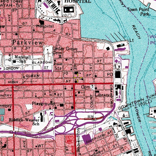 Topographic Map of Portsmouth Catholic High School Convent, VA