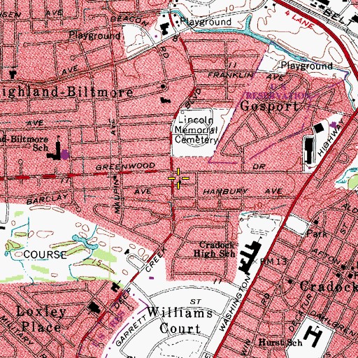 Topographic Map of Portsmouth Church of the Nazarene, VA
