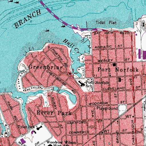 Topographic Map of Portsmouth Christian Church, VA