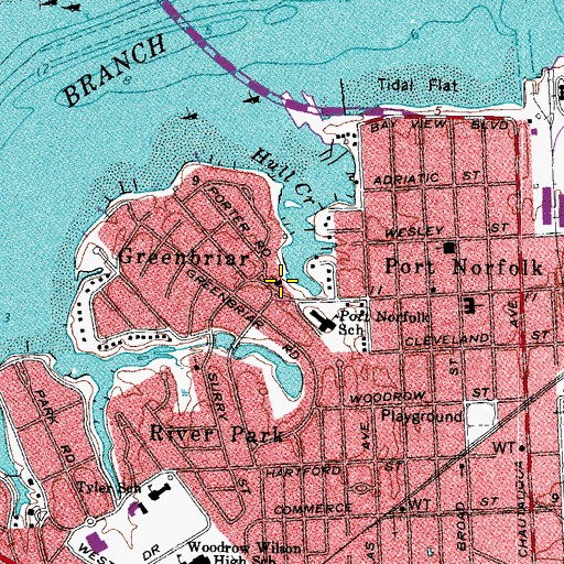 Topographic Map of Portsmouth Christian Church, VA