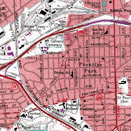 Topographic Map of Prentiss Park Presbyterian Church, VA