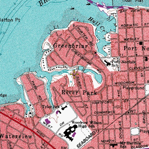 Topographic Map of Surry Street Baptist Church, VA