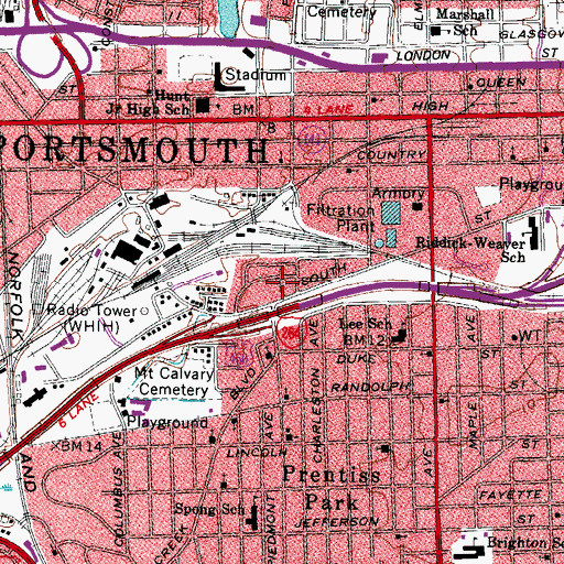 Topographic Map of Swanson Homes, VA