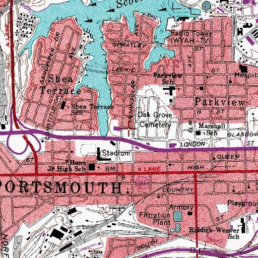 Topographic Map of Veterans Memorial Building, VA