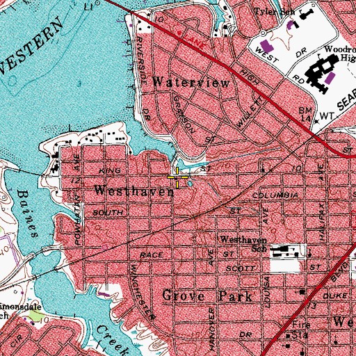 Topographic Map of Westhaven Baptist Church, VA