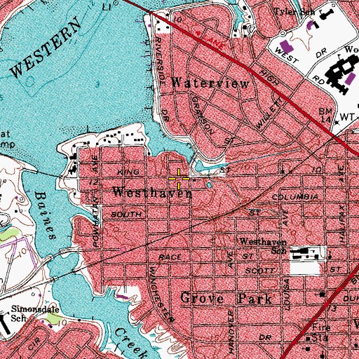 Topographic Map of Westhaven Recreation Center, VA