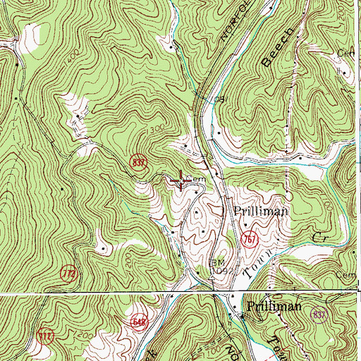 Topographic Map of Akers Cemetery, VA