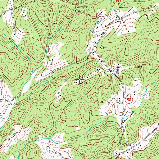 Topographic Map of Mount Cassell Cemetery, VA