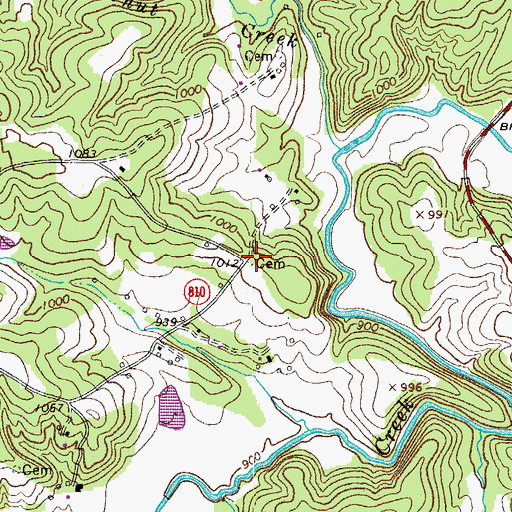 Topographic Map of Parcell Cemetery, VA