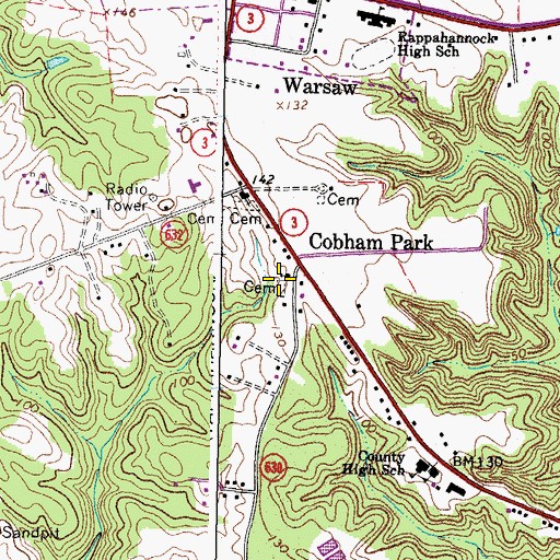 Topographic Map of Cobham Park Cemetery, VA