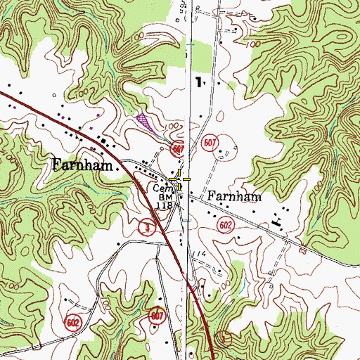 Topographic Map of Farnham Cemetery, VA