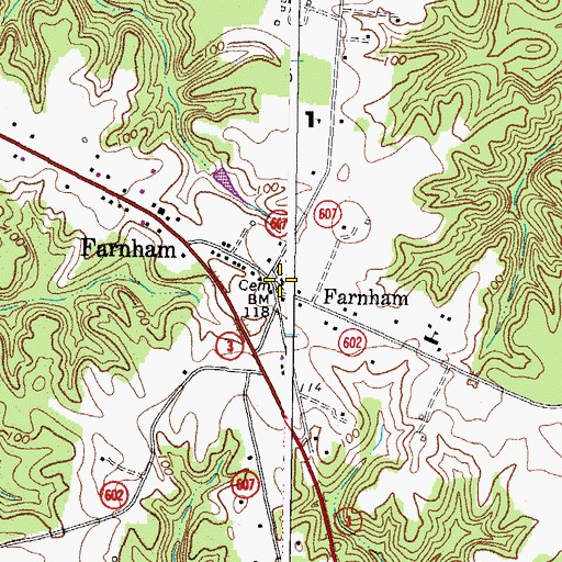 Topographic Map of Farnham Church, VA