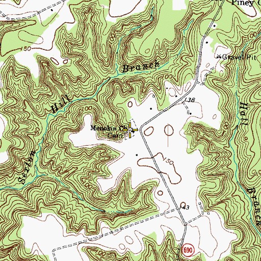 Topographic Map of Menokin Cemetery, VA