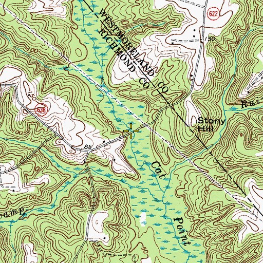 Topographic Map of Montross Bridge, VA