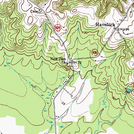 Topographic Map of New Zion Cemetery, VA