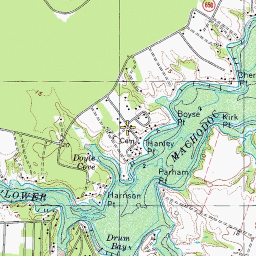 Topographic Map of Bayside, VA