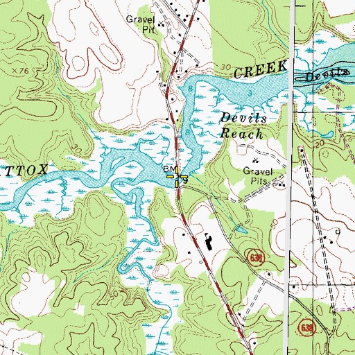 Topographic Map of Mattox Ferry (historical), VA