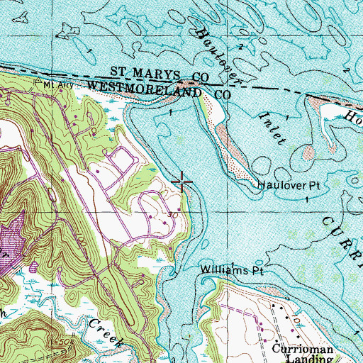 Topographic Map of Mount Airy Wharf (historical), VA