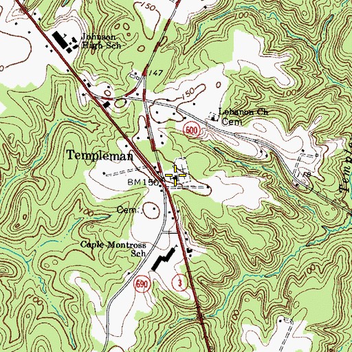 Topographic Map of Nomini Baptist Church, VA