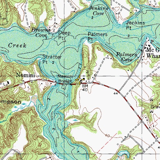 Topographic Map of Nomini Church, VA