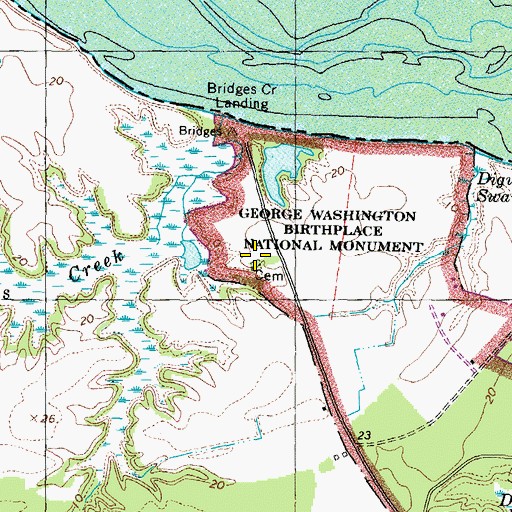 Topographic Map of Washington Cemetery, VA