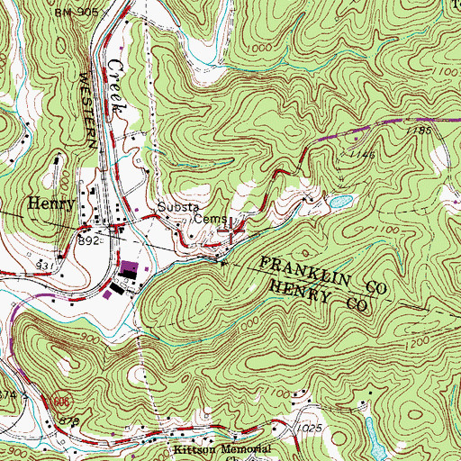 Topographic Map of Bowles-Shelton Cemetery, VA