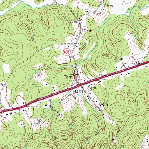 Topographic Map of Taylor Cemetery, VA