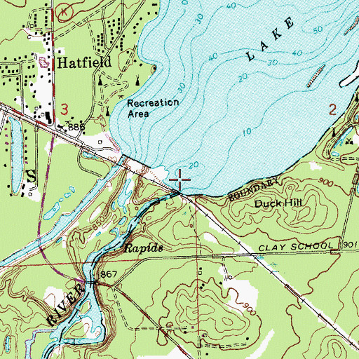Topographic Map of Hatfield Dam, WI