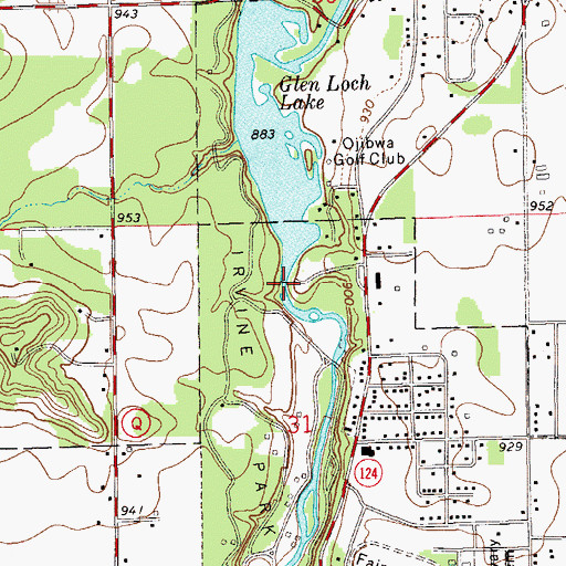 Topographic Map of Glen Loch 2WP1095 Dam, WI