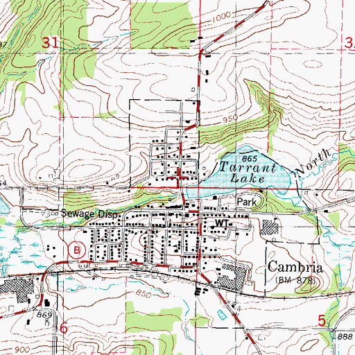 Topographic Map of Cambria WP53 Dam, WI