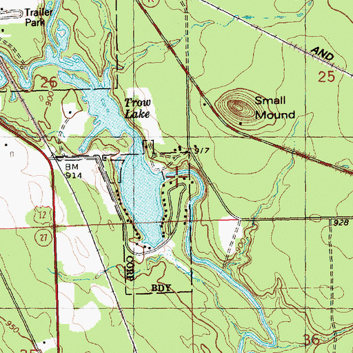 Topographic Map of Trows 2WP481 Dam, WI