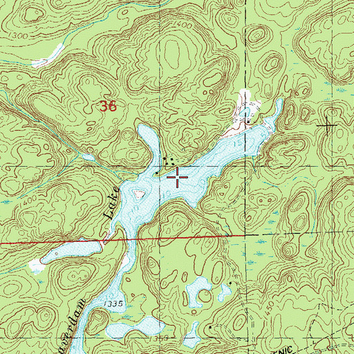 Topographic Map of Beaverdam Lake 36, WI