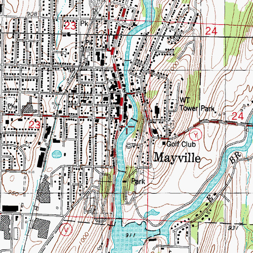 Topographic Map of Upper Mayville Dam, WI