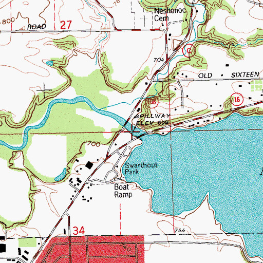 Topographic Map of Neshonoc 2WP44239 Dam, WI