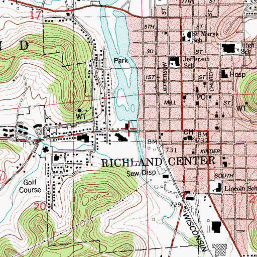 Topographic Map of Richland Center Millpond 189, WI