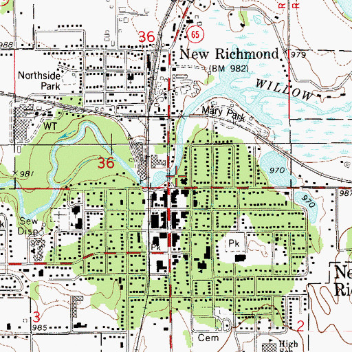Topographic Map of New Richmond Flowage 146, WI