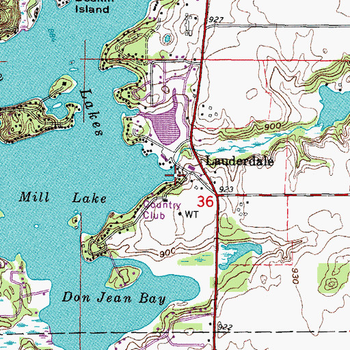 Topographic Map of Lauderdale Lakes 2-WP-618 Dam, WI