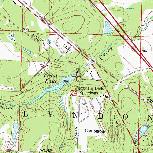 Topographic Map of Trout Lake Dam, WI